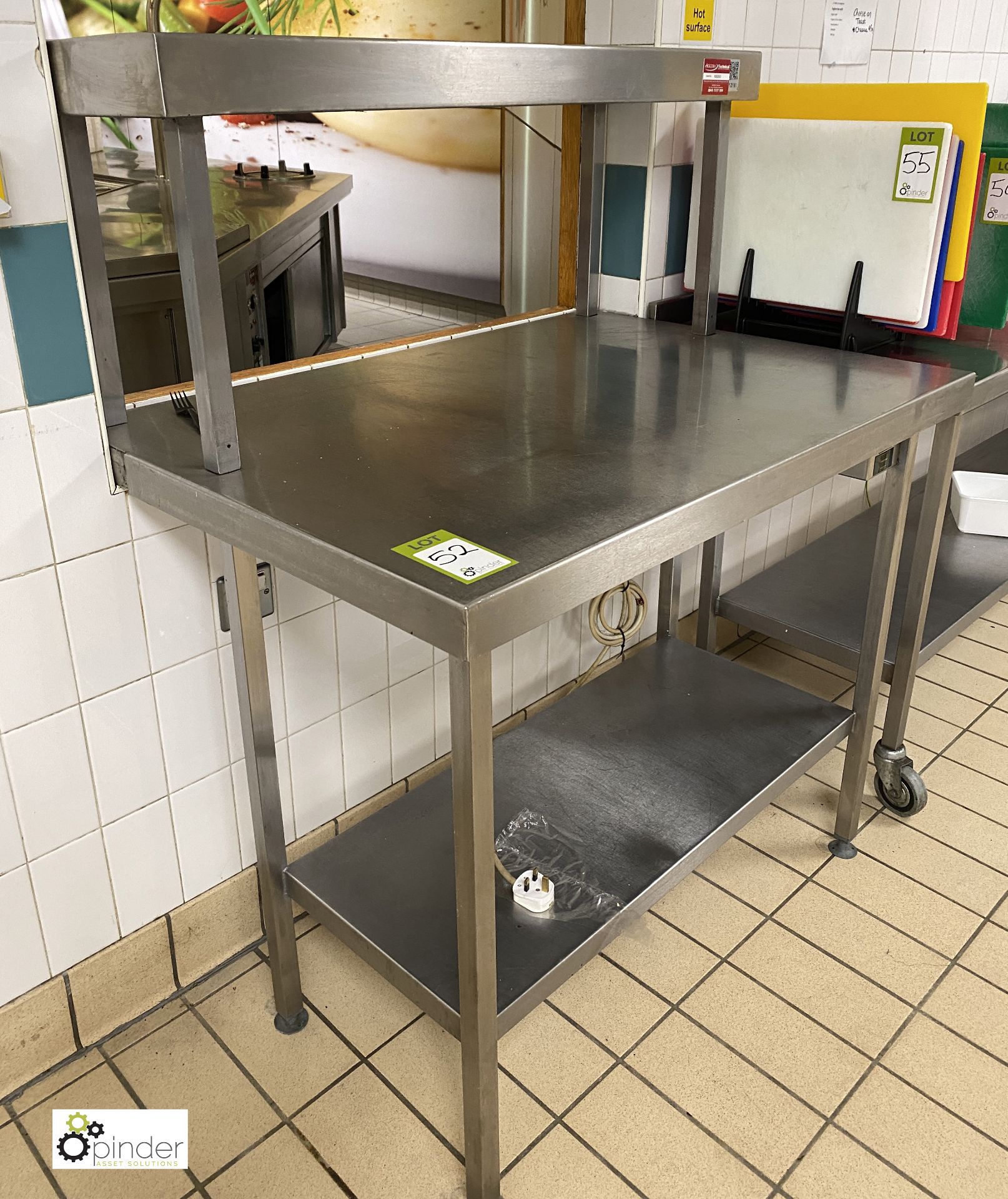 Stainless steel Servery Table, 1060mm wide x 760mm deep x 1330mm high, with undershelf and gantry - Image 2 of 4