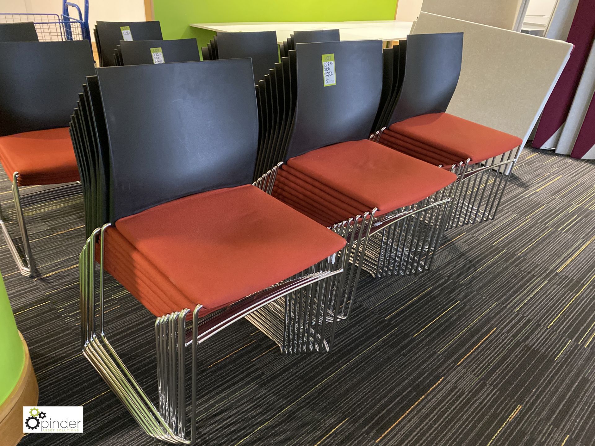 6 Connection MXP1A/AFAE/1 Jamaica chrome tubular framed stackable Meeting Chairs, with upholstered - Image 3 of 3