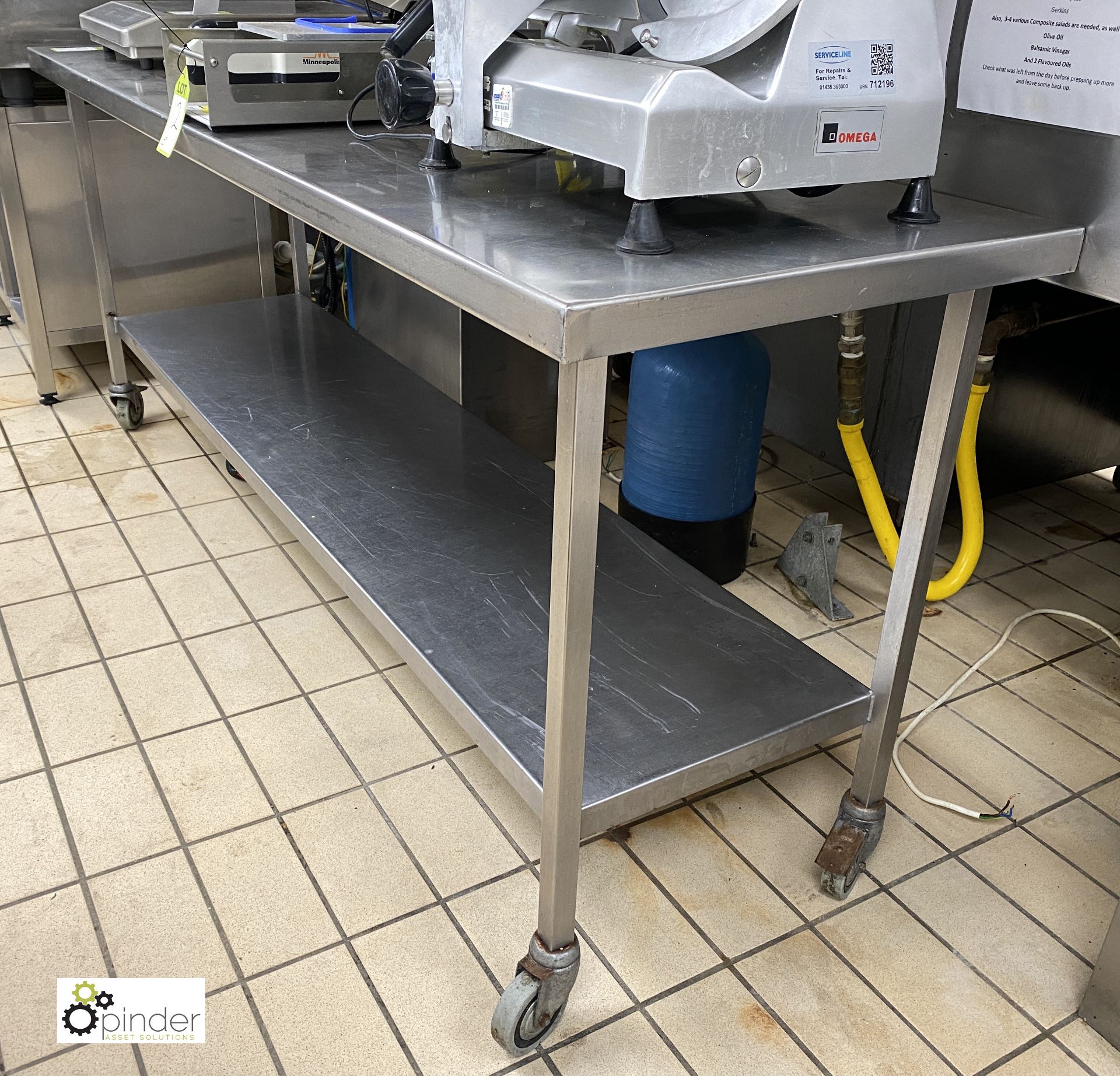 Stainless steel mobile Preparation Table, 2100mm wide x 600mm deep x 860mm high, with undershelf - Image 2 of 2