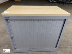 Beech effect top grey steel shutter front Cabinet, 800mm x 435mm x 730mm