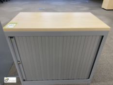 Beech effect top grey steel shutter front Cabinet, 800mm x 435mm x 730mm