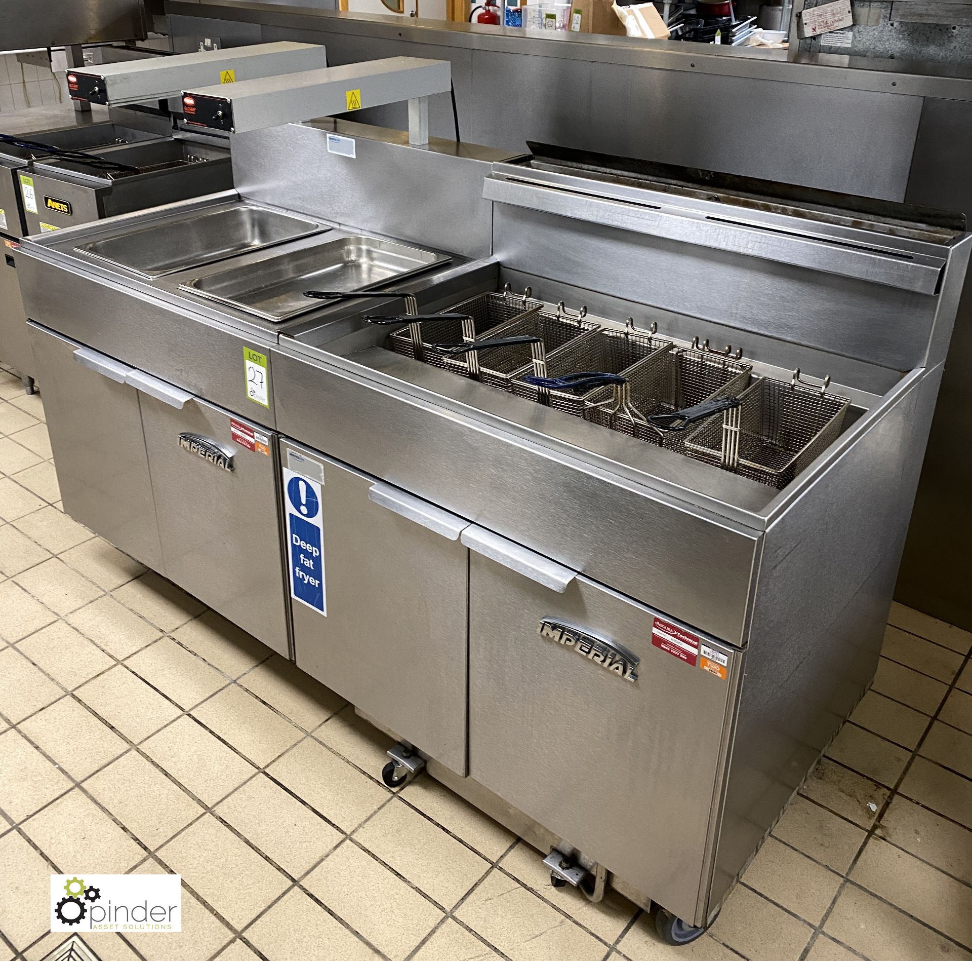 Imperial CIFSSP stainless steel mobile gas fired 5-basket Chip Fryer, attached to Imperial IF-DS- - Image 3 of 11