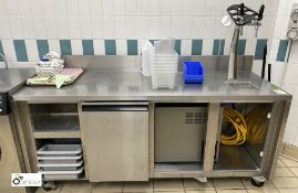 Stainless steel mobile Drinks Servery Unit, 1900mm wide x 680mm deep x 870mm high, with Cosmetal