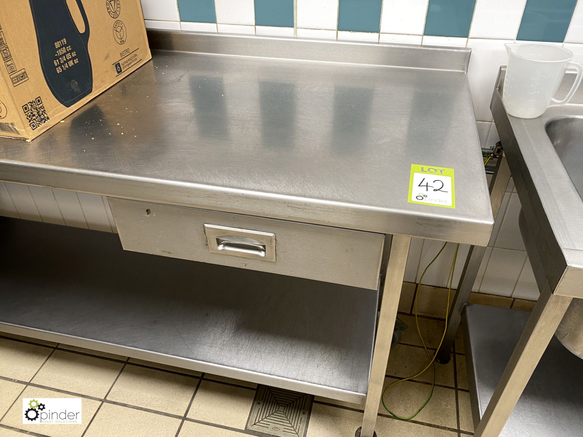 Stainless steel mobile Preparation Table, 2350mm wide x 600mm deep x 880mm high, with undershelf, - Image 2 of 2