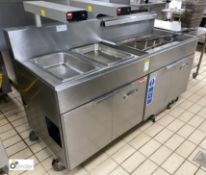 Imperial CIFSSP stainless steel mobile gas fired 5-basket Chip Fryer, attached to Imperial IF-DS-