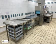 Winterhalter MTS through feed Commercial Dishwasher, with infeed roller feed table, wash down