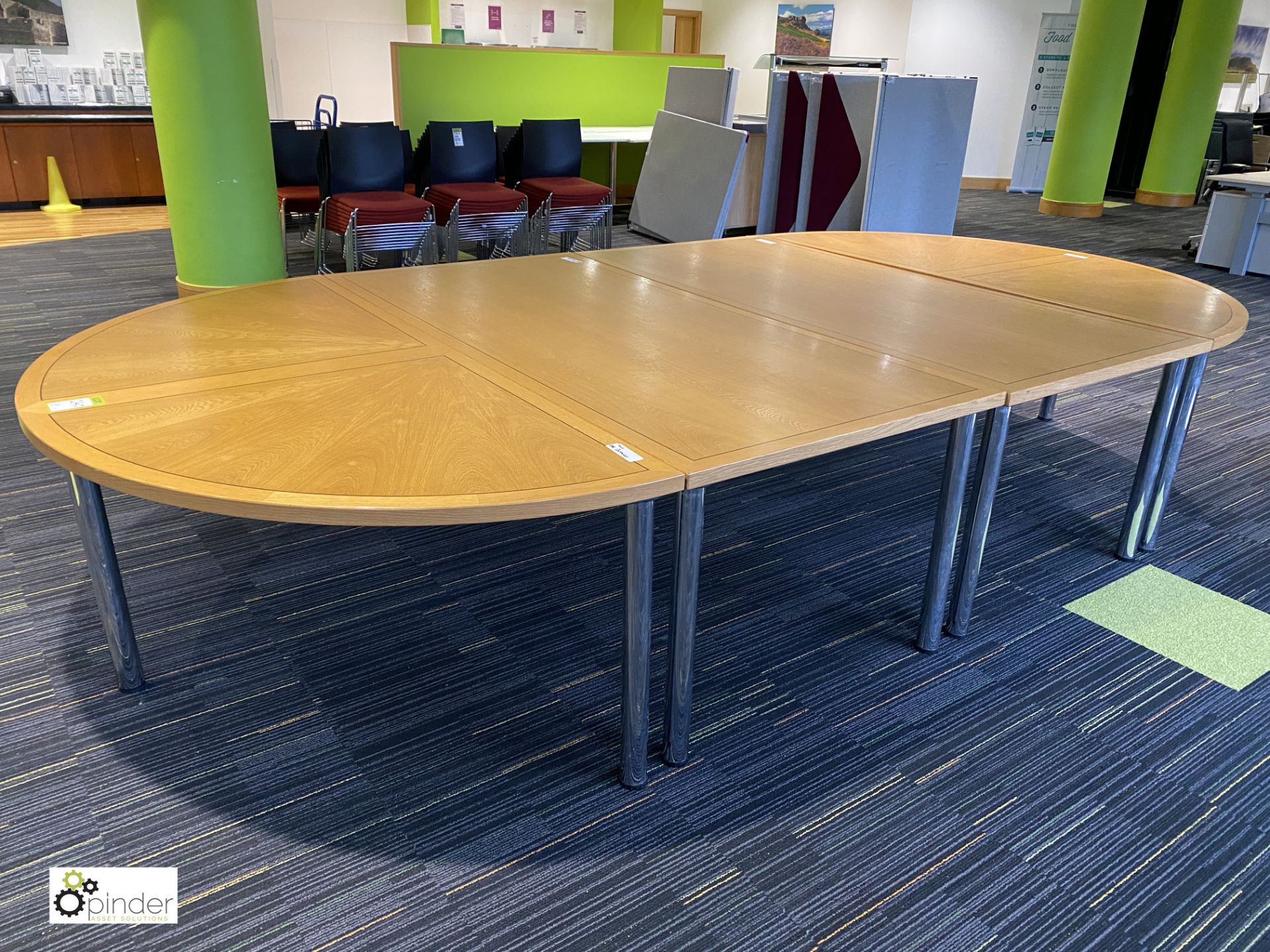 Light oak inlaid 4-section Boardroom Table, total overall dimension 4000mm x 2000mm - Image 2 of 8