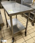 Stainless steel mobile Preparation Table, 500mm wide x 840mm deep x 870mm high, with undershelf