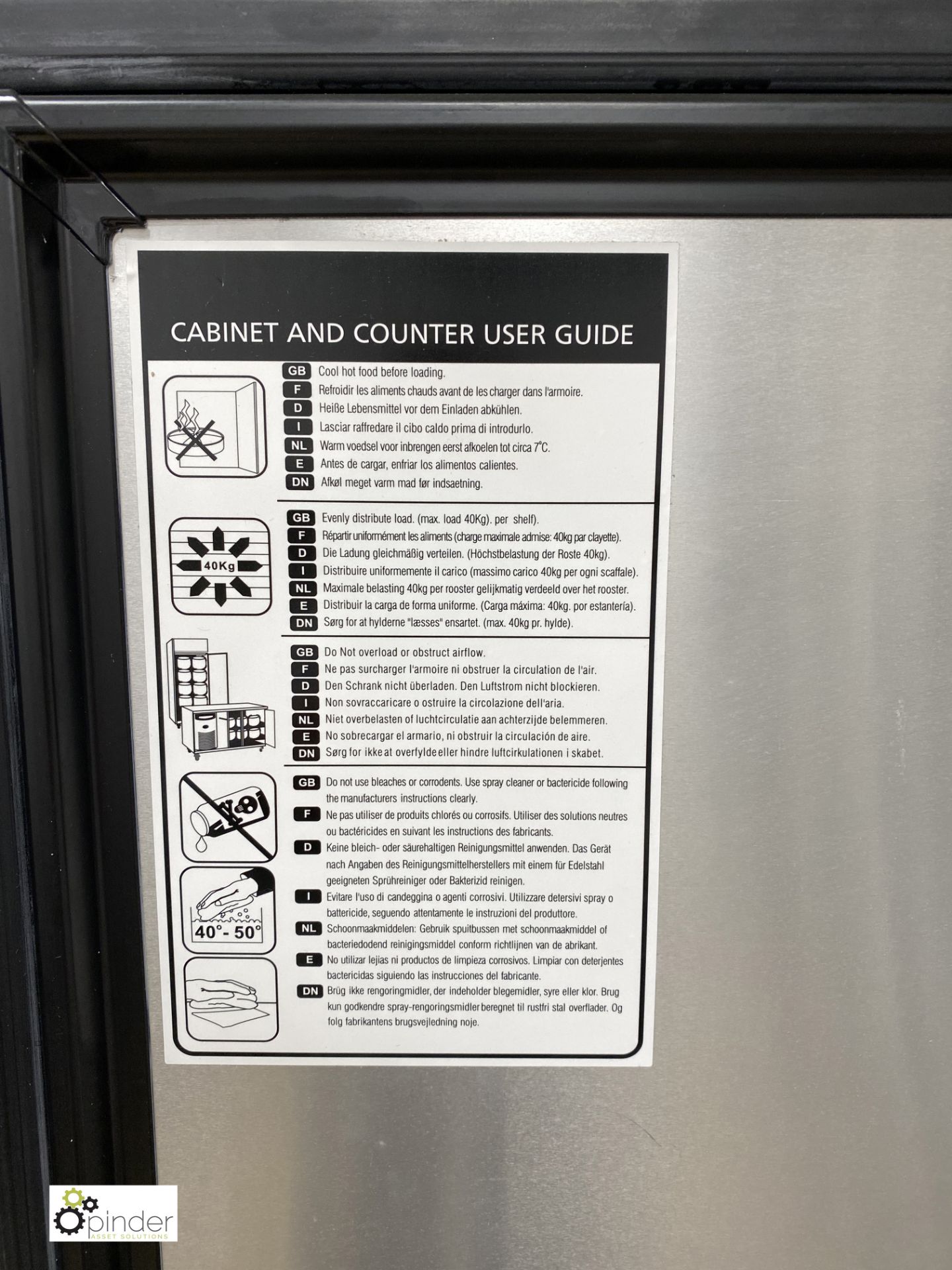 Foster EP144H stainless steel double door mobile Fridge, 1440mm wide x 820mm deep x 2070mm high - Image 5 of 7