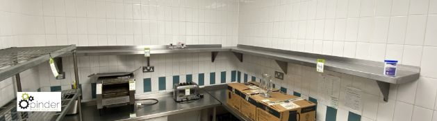 2 wall mounted stainless steel Shelves, 2250mm wide x 300mm deep