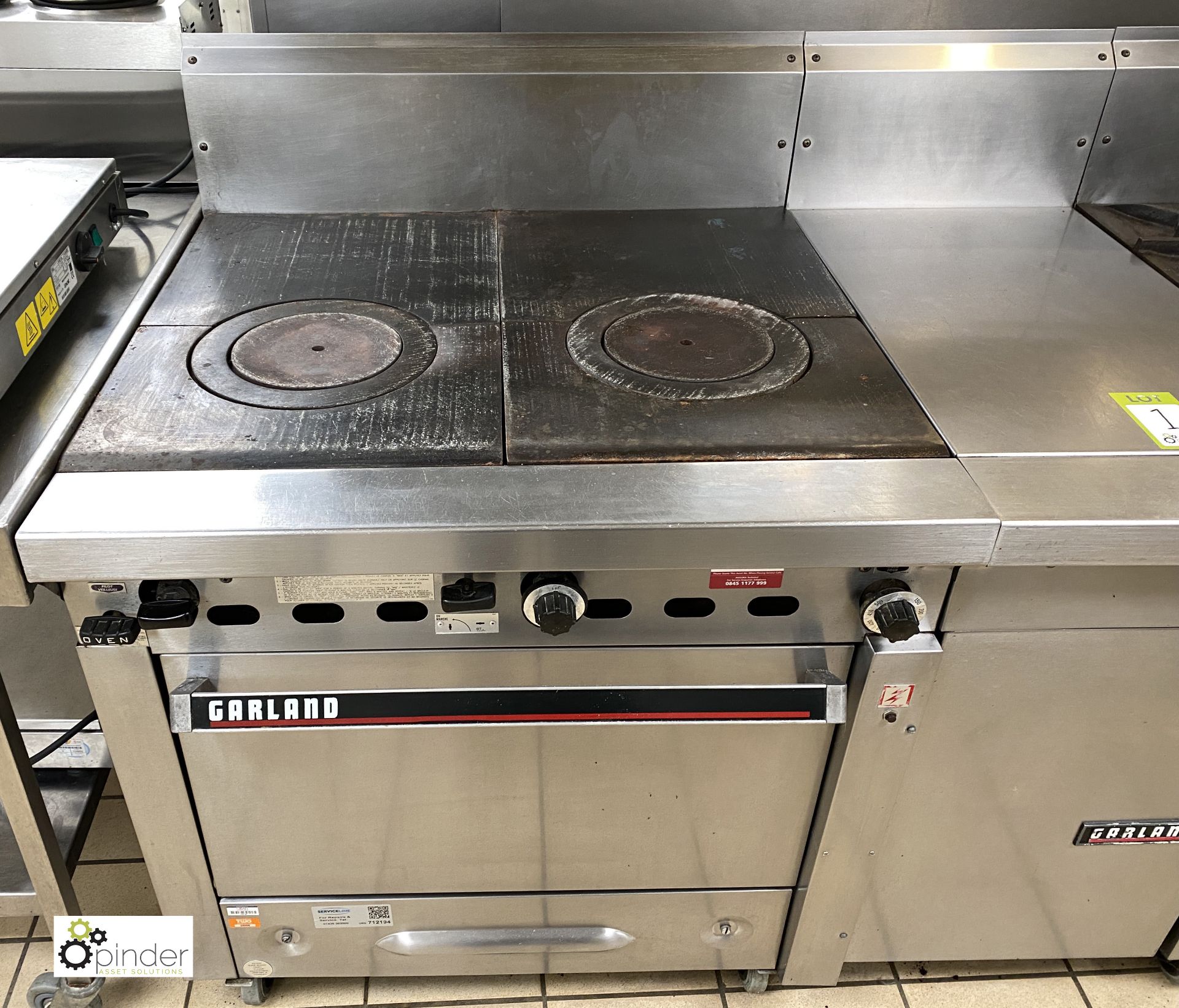 Garland gas fired stainless steel Cooking Range comprising Garland contact bullseye top oven, - Image 3 of 6