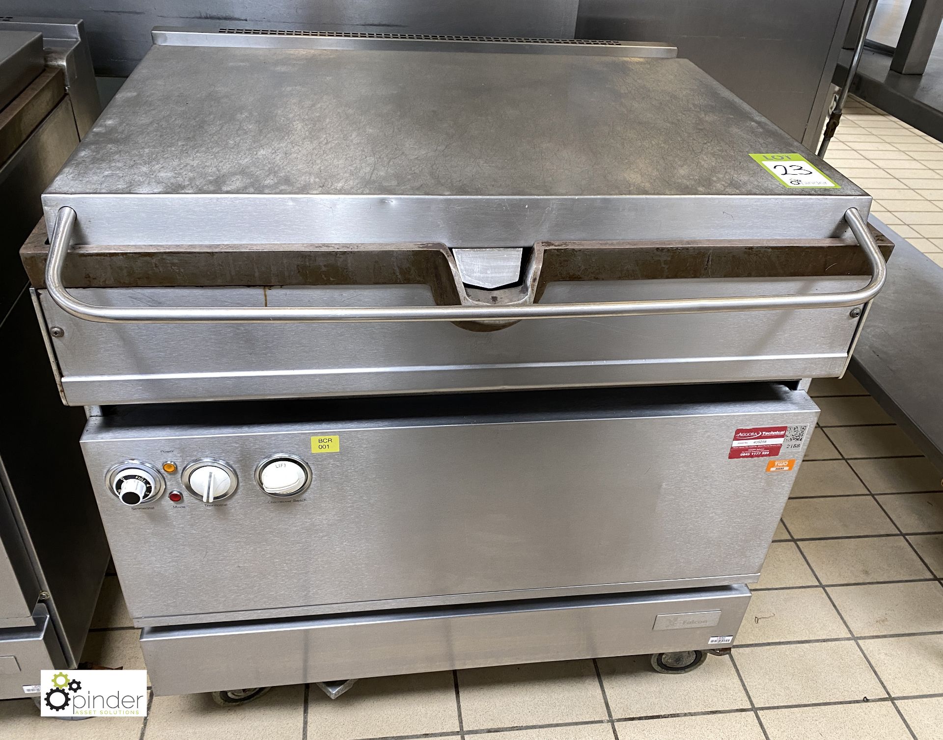 Falcon stainless steel mobile gas fired Brat Pan, 900mm wide x 780mm deep x 940mm high