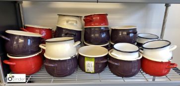 Quantity Enamel Cooking Pots, to shelf (rack is lot 123)