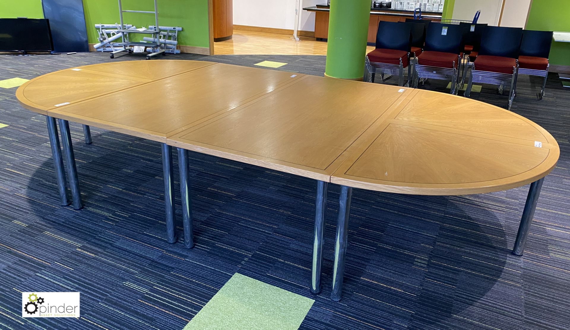 Light oak inlaid 4-section Boardroom Table, total overall dimension 4000mm x 2000mm
