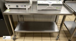 Stainless steel mobile Preparation Table, 1400mm wide x 650mm deep x 870mm high, with undershelf,