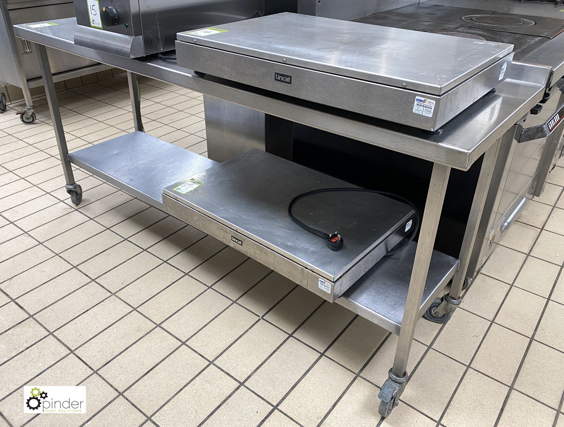 Stainless steel mobile Preparation Table, 1850mm wide x 600mm deep x 860mm high, with undershelf and - Image 2 of 2