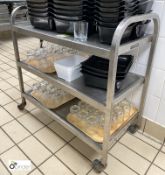 Stainless steel 3-tier Trolley, 850mm wide x 460mm deep x 770mm high (contents are lot 73)