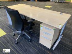 Beech effect Office Desk Set, comprising desk 1600mm x 800mm x 730mm, 3-drawer pedestal 330mm w,