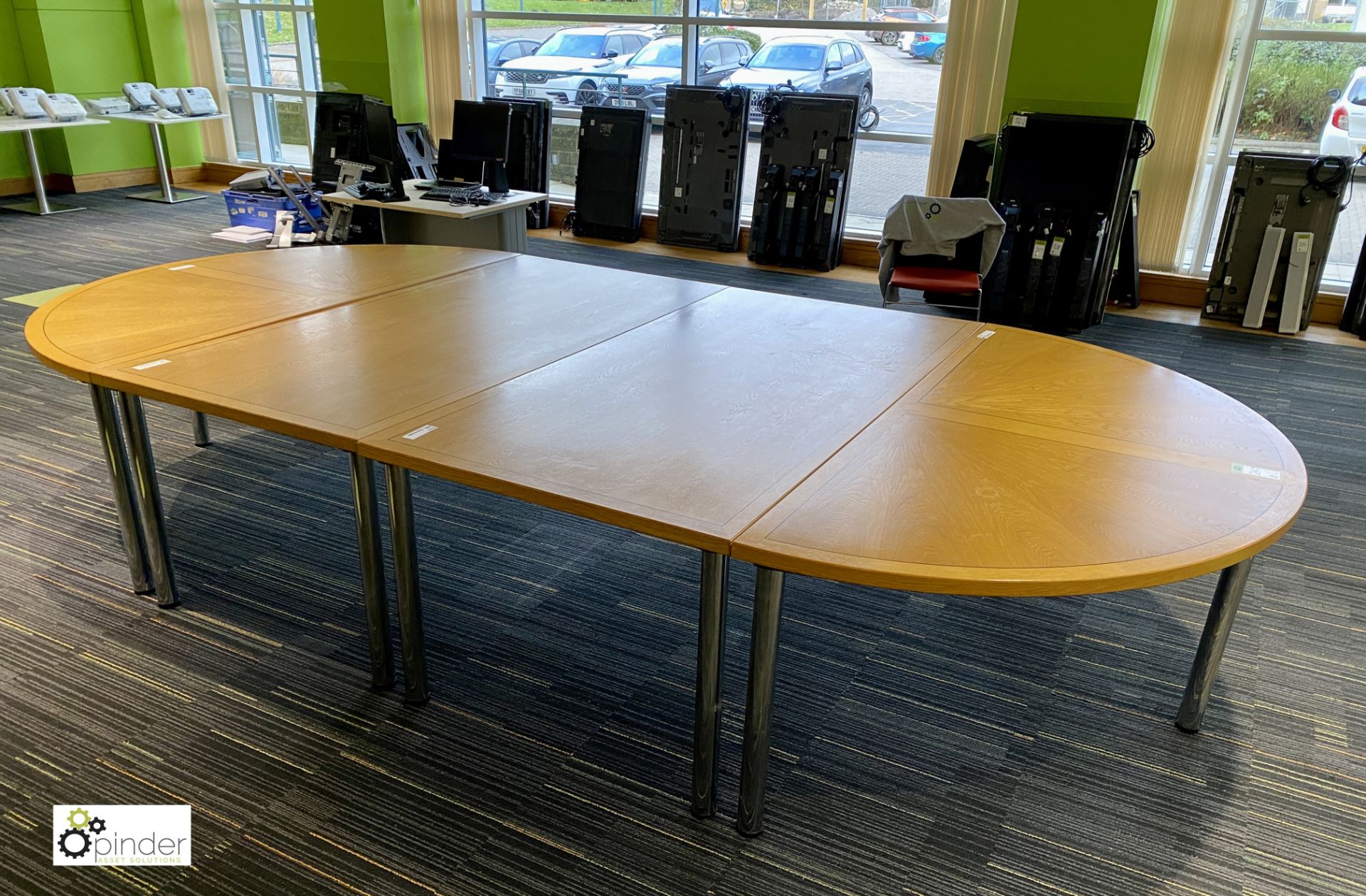 Light oak inlaid 4-section Boardroom Table, total overall dimension 4000mm x 2000mm - Image 3 of 8