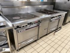 Garland gas fired stainless steel Cooking Range comprising Garland contact bullseye top oven,