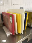 10 various nylon Cutting Boards, with storage rack