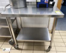 Stainless steel mobile Preparation Table, 850mm wide x 650mm deep x 860mm high, with undershelf
