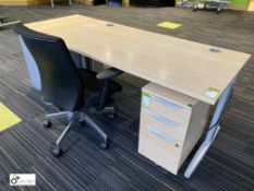 Beech effect Office Desk Set, comprising desk 1600mm x 800mm x 730mm, 3-drawer pedestal 330mm w,