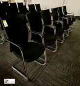 Set 6 chrome framed upholstered Meeting Armchairs, black
