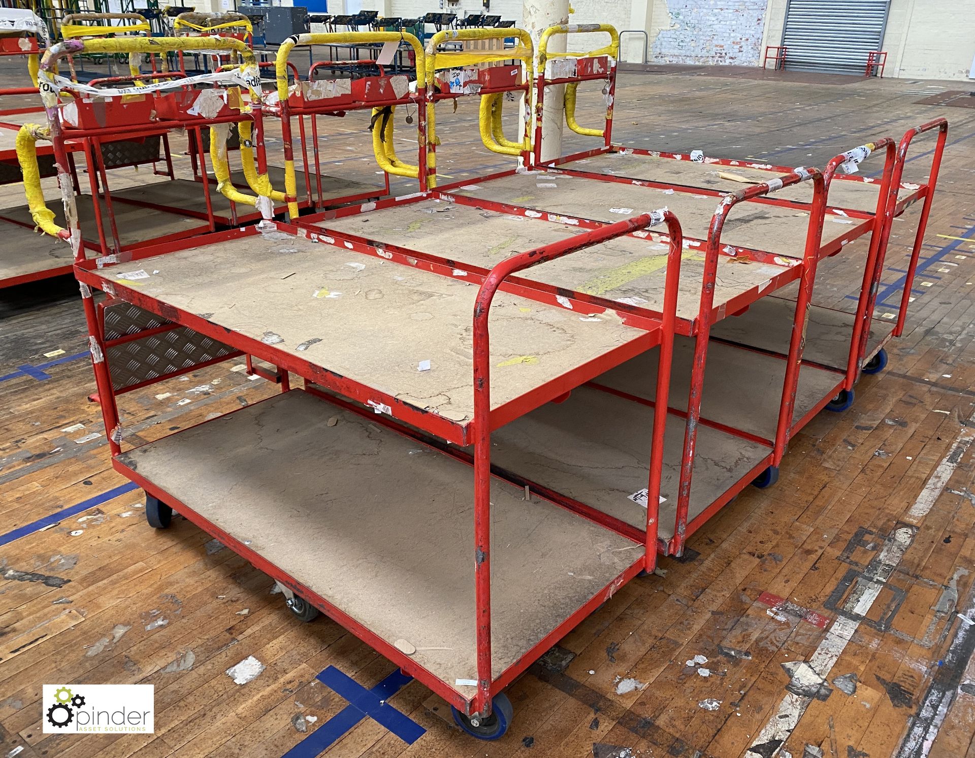 4 tubular framed 2-shelf Trolleys, 1370mm x 630mm, with fold down step - Image 2 of 2