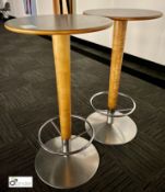 2 wood and chrome base Posers Tables, with grey top