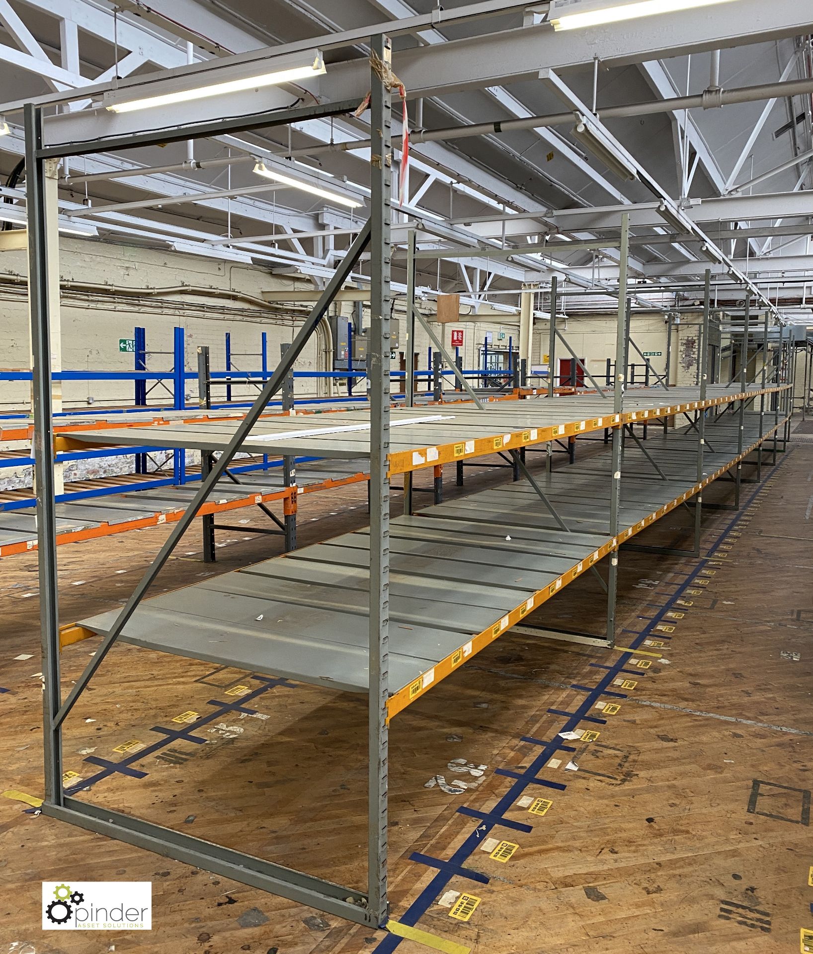 7 bays medium duty Racking comprising 8 uprights 2480mm x 1370mm wide, 28 beams 2740mm, slot in