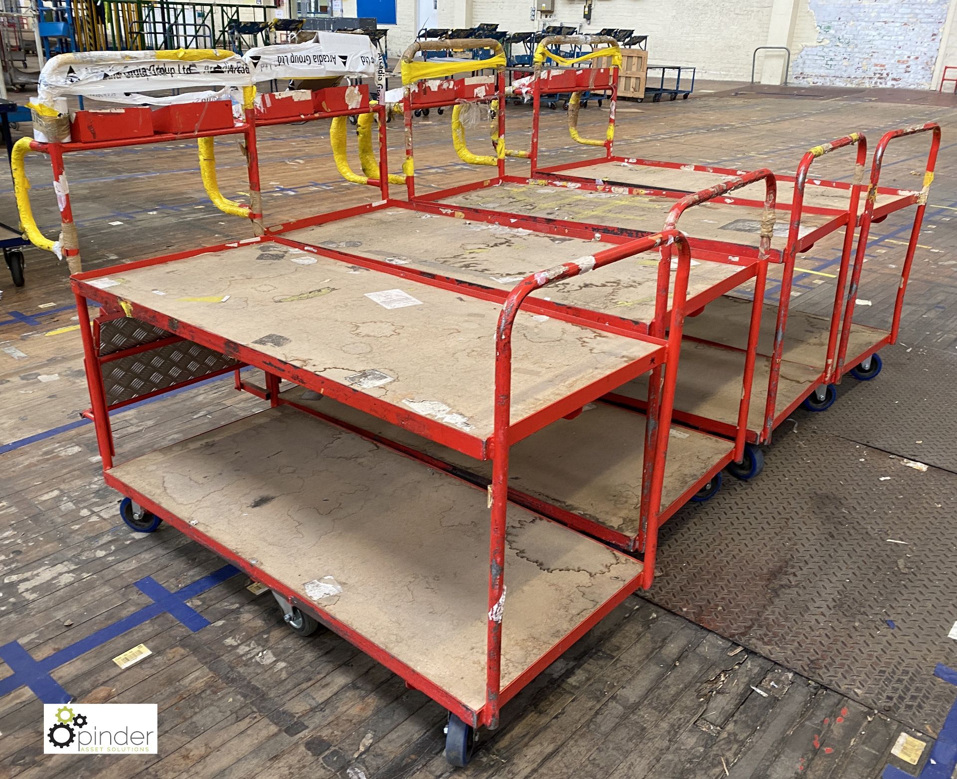 4 tubular framed 2-shelf Trolleys, 1370mm x 630mm, with fold down step - Image 2 of 2