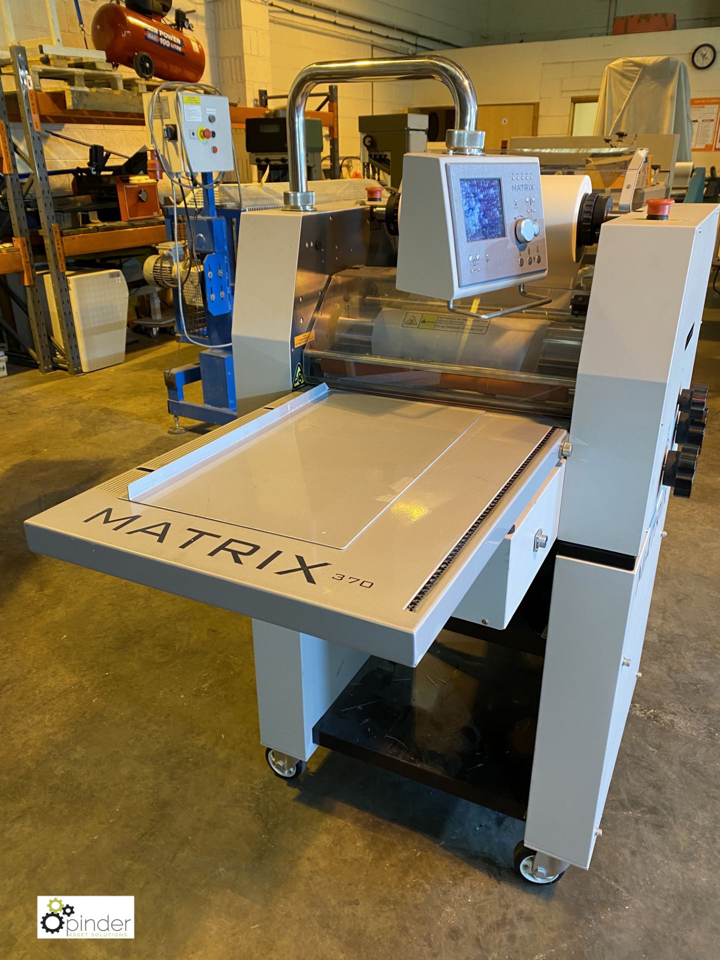 Matrix 370 Roll Laminator, 315mm width, 240volts, serial number 1112MX-370074, with 5 part rolls - Image 9 of 12