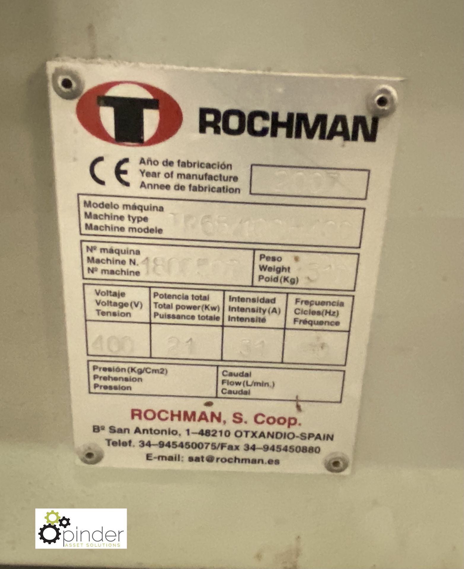 Rochman SVA60/35 Sleeve Sealer, 400volts, serial number 4881206, year 2007, with Rochman TR65/ - Image 13 of 15