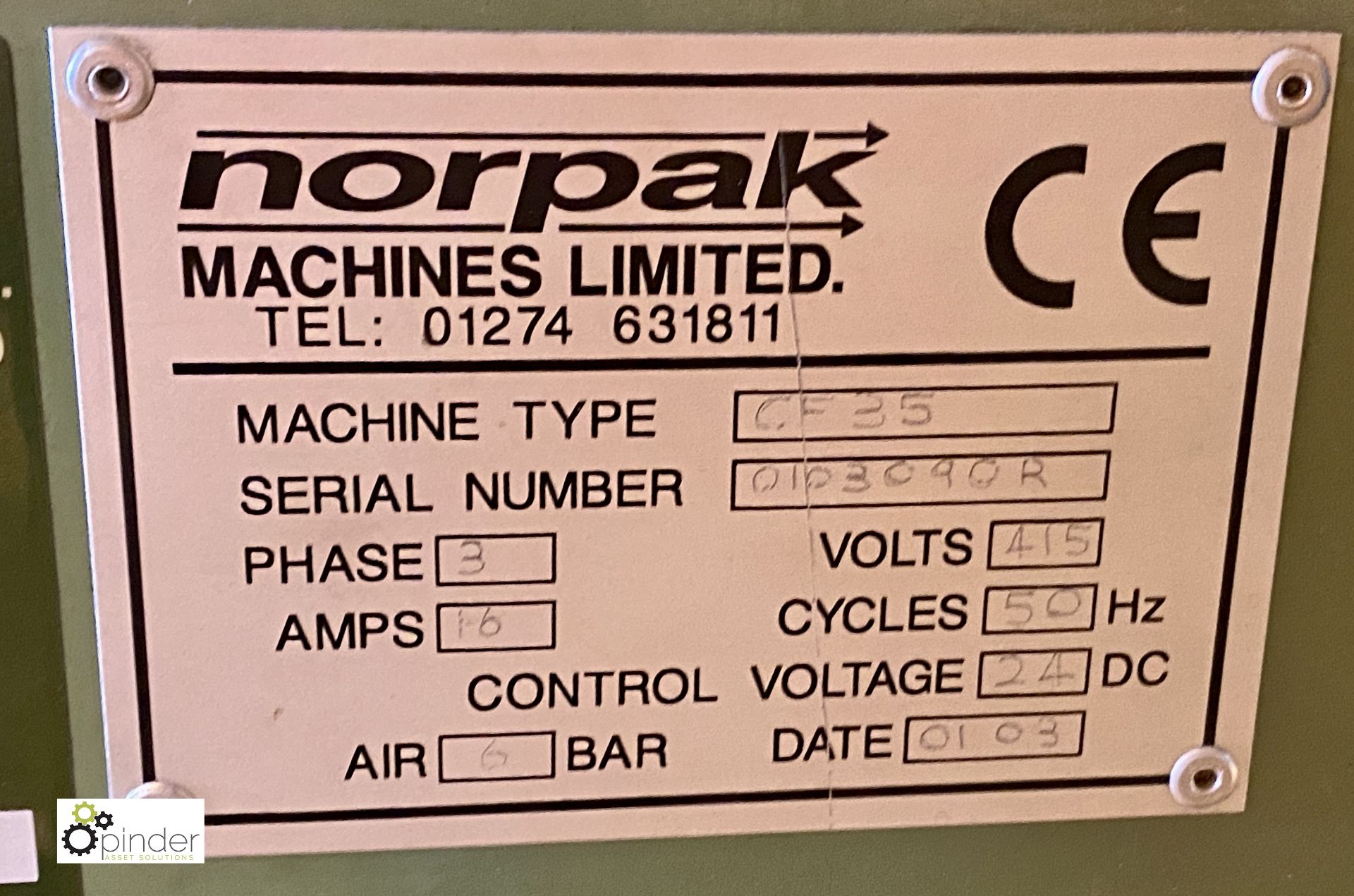 Norpack CF35 Mailer Wrapper, 415volts, serial number 010309R, with quantity spares (please note - Image 10 of 11