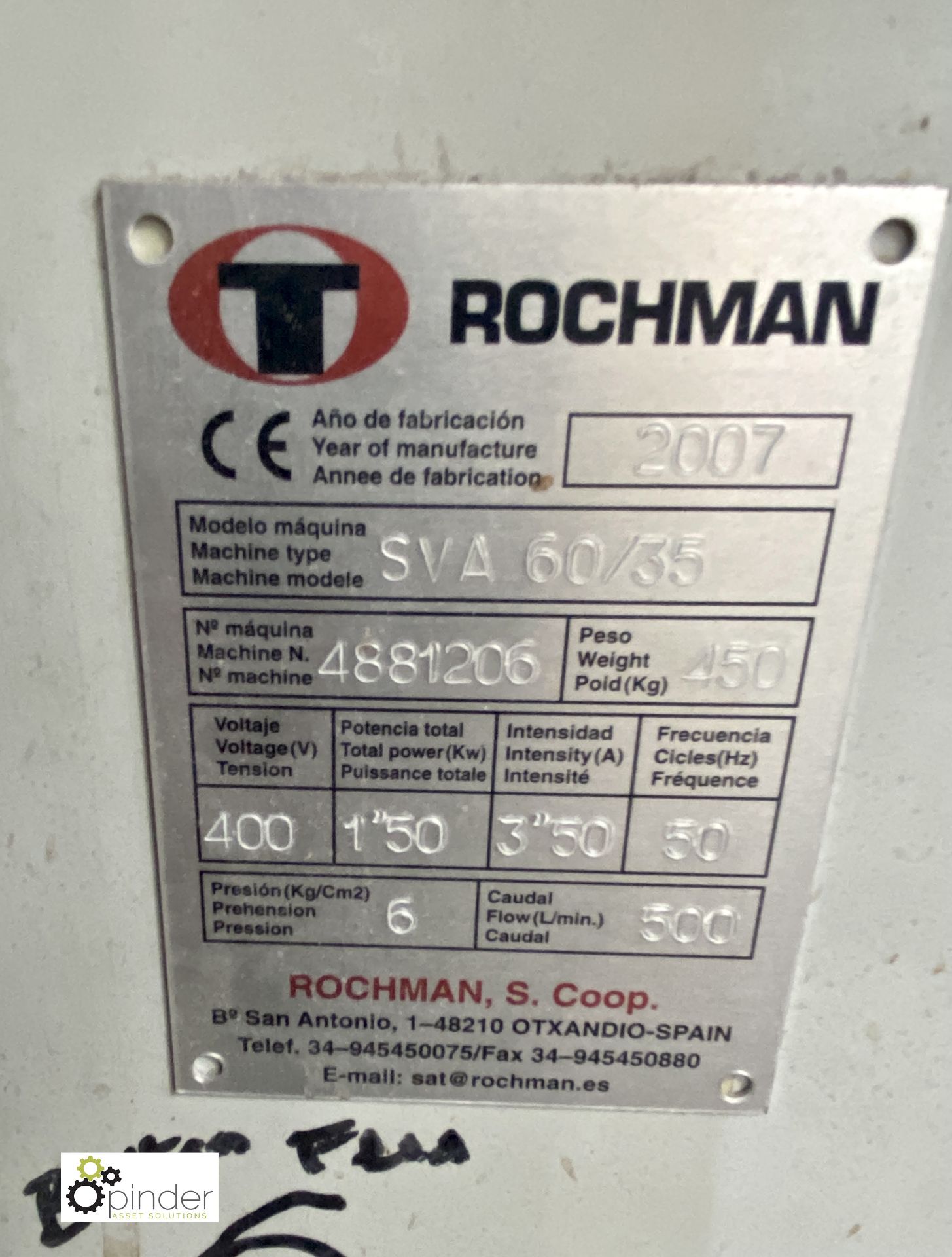 Rochman SVA60/35 Sleeve Sealer, 400volts, serial number 4881206, year 2007, with Rochman TR65/ - Image 7 of 15