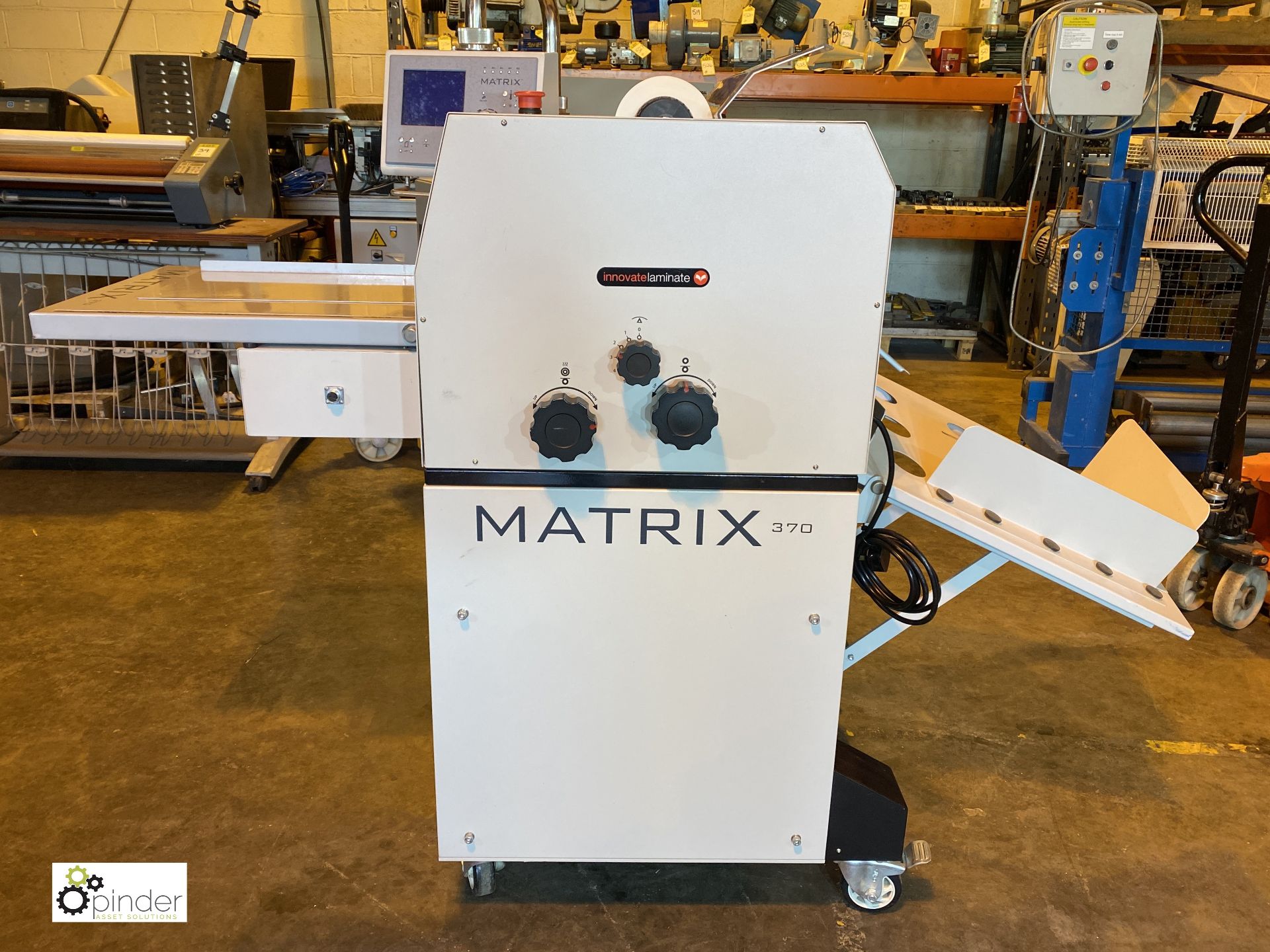 Matrix 370 Roll Laminator, 315mm width, 240volts, serial number 1112MX-370074, with 5 part rolls - Image 2 of 12