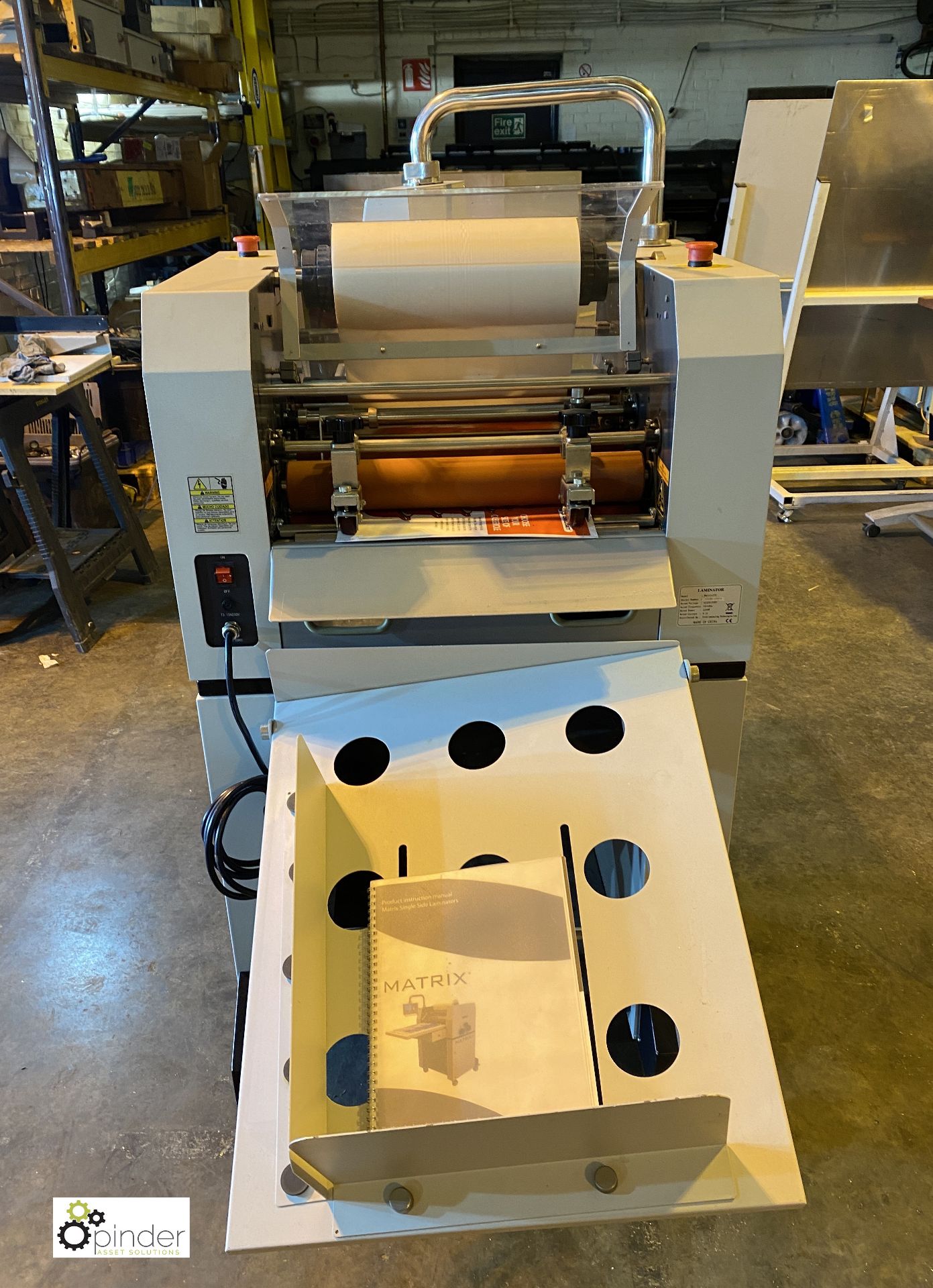 Matrix 370 Roll Laminator, 315mm width, 240volts, serial number 1112MX-370074, with 5 part rolls - Image 5 of 12