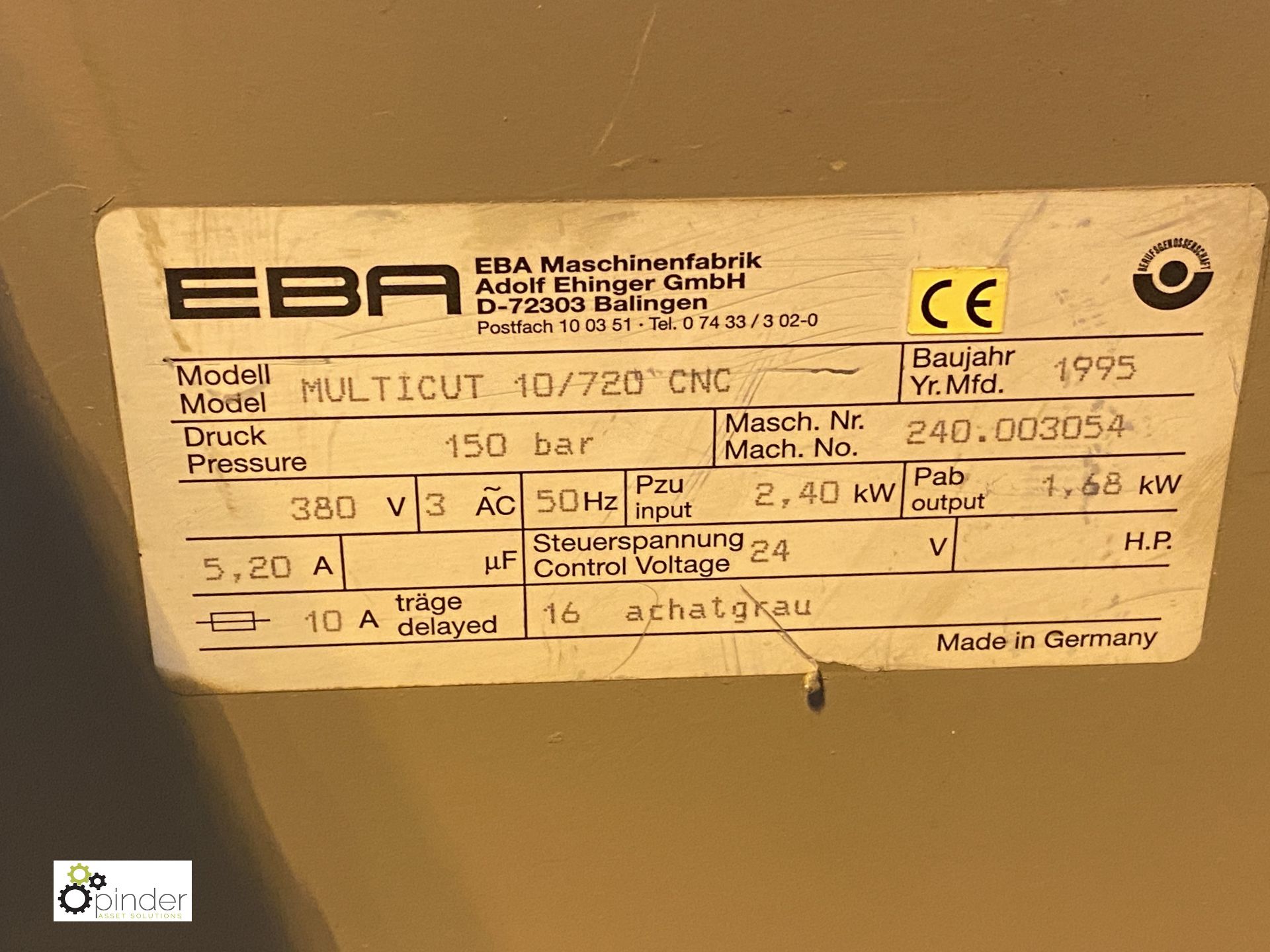 EBA Multicut 10/720 CNC Guillotine, 720mm, 380volts, serial number 240.003054, year 1995, with light - Image 8 of 9