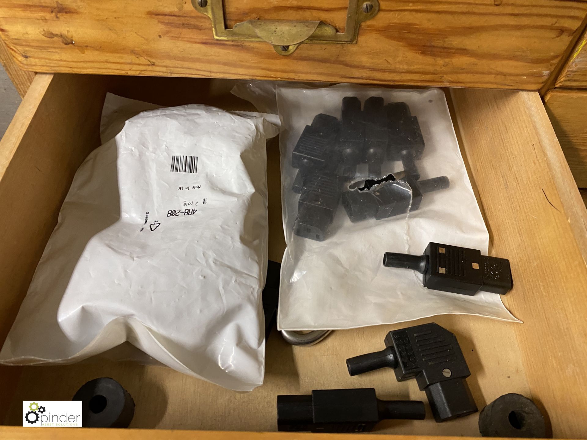Oak 33-drawer Cabinet and Contents including fixings, ironmongery, glue gun, door stops, crimp - Image 3 of 8