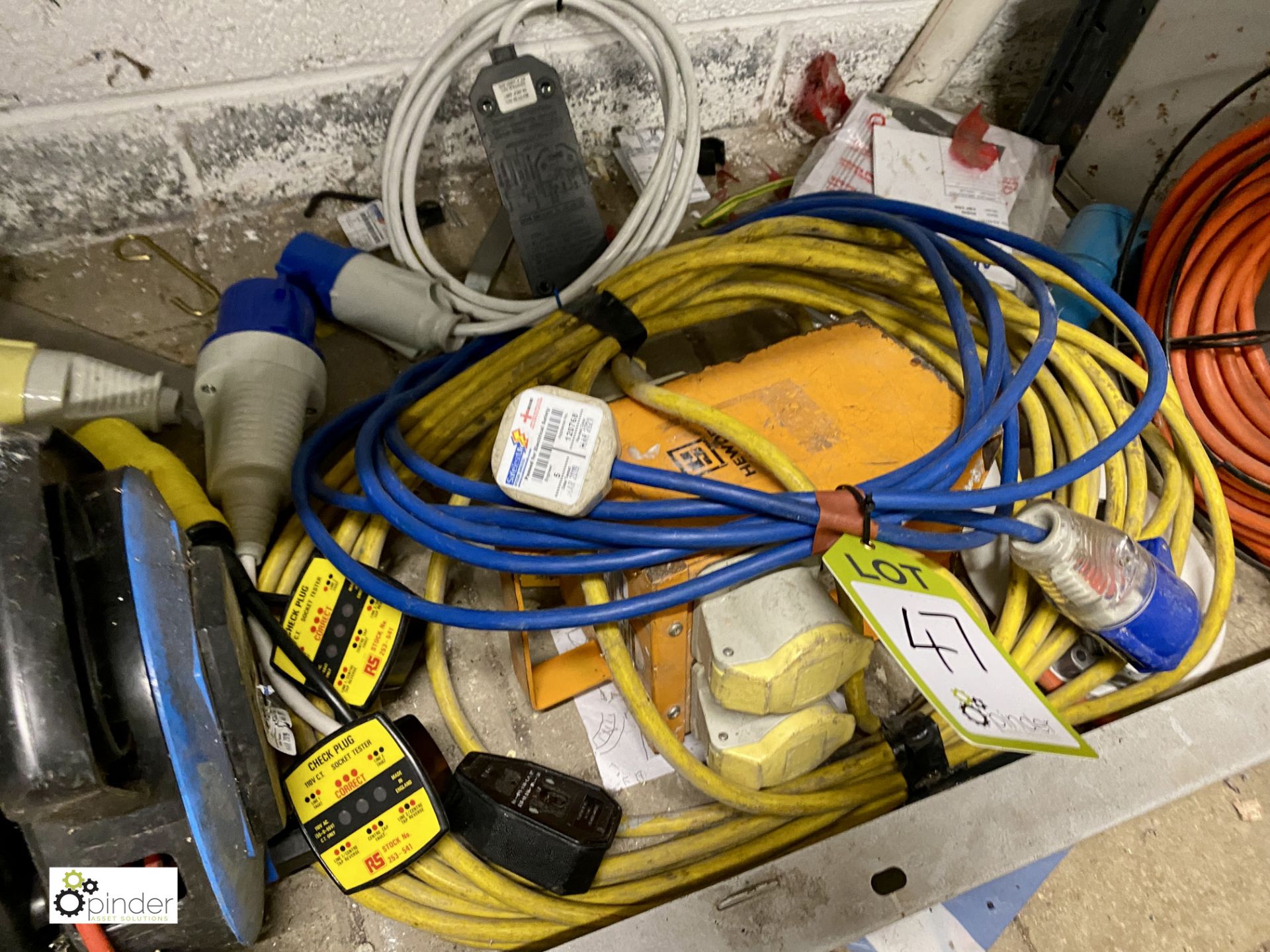 Quantity 110volt and 240volt Extension Reels, Cables, Sockets, etc (located in Maintenance - Image 3 of 4