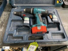 3 various Cordless Drills, 2 with batteries, including case (spares or repairs) (located in