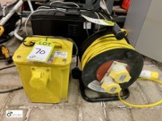 Roebuck 110volt Tool Transformer, 1kva continuous, and 110volt Extension Lead and Reel (located in
