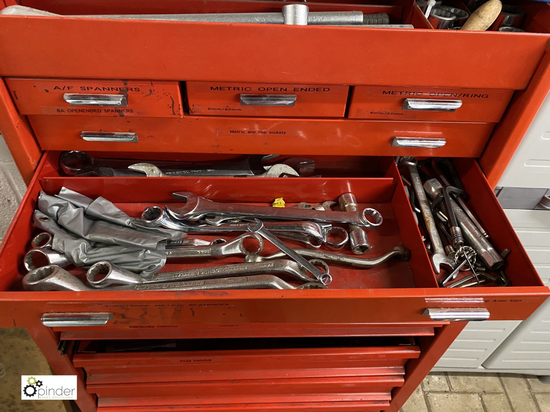 Mobile multi drawer Tool Chest, with large quantity hand tools including spanners, sockets, torque - Image 5 of 14