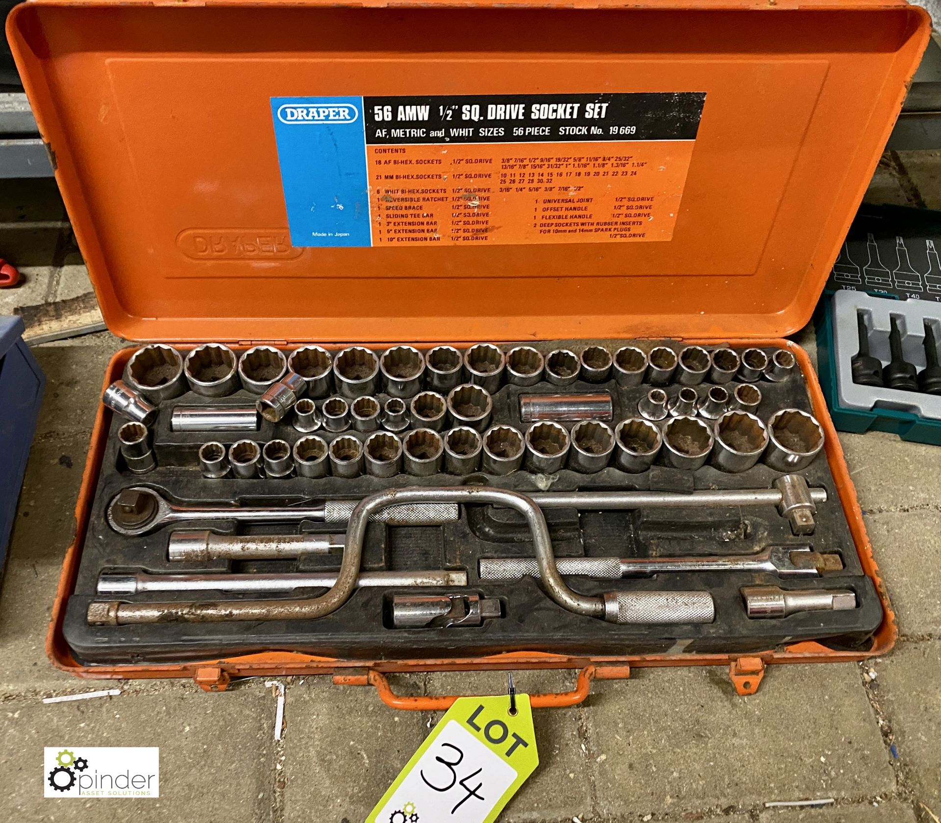 Draper 56 AMW 1/2in Socket Set, with case (located in Maintenance Workshop 1)