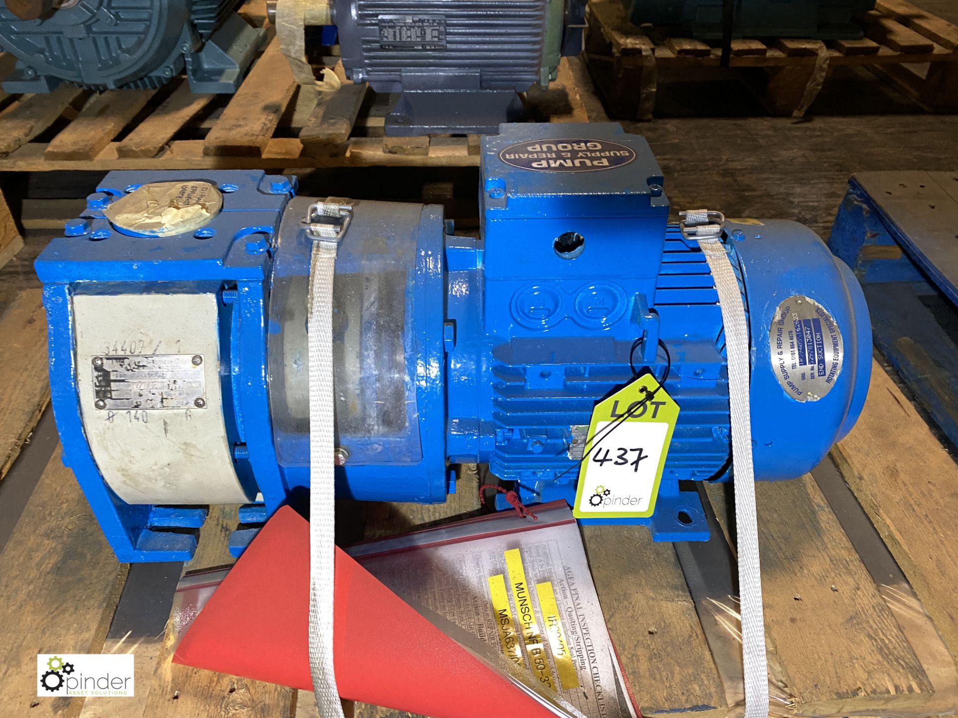 Munsch NP-B 50-32-125 Pump, S/N W34407/1/2.04 20m³/hr @ 25m hd, Impeller 140mm, with 4kw, 2895rpm,