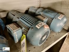 2 Bauer Electric Motors and Gearboxes, 0.75kw (EM021) (please note there is a lift out fee of £5