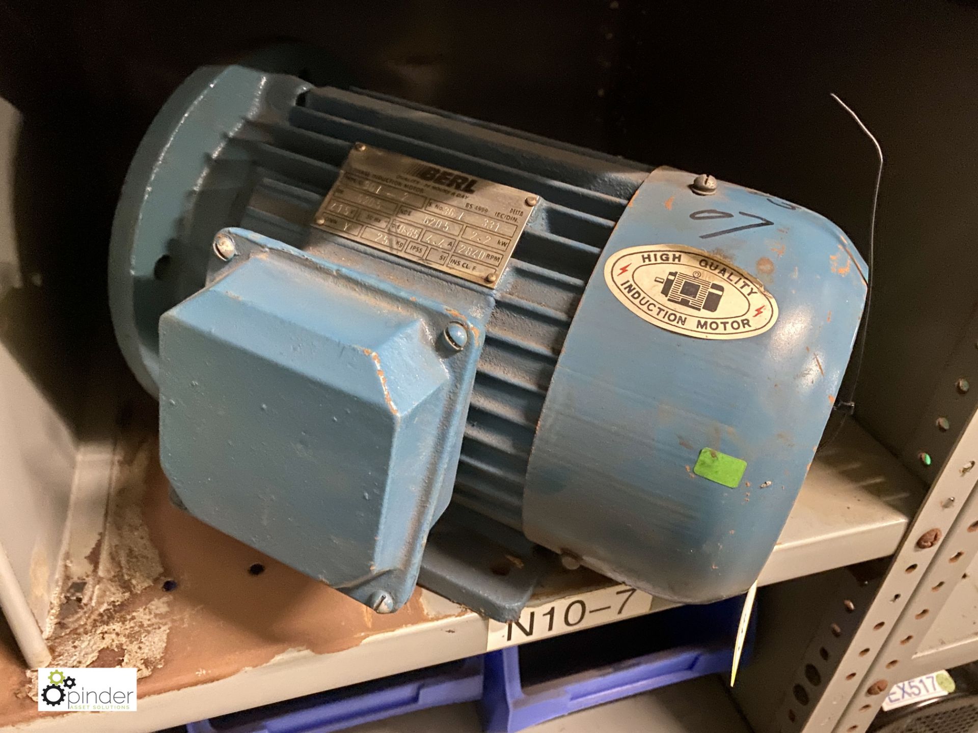 Berl D90L 3-phase Induction Motor, 2.2kw, 2840rpm, 25kg (EX073) (please note there is a lift out fee