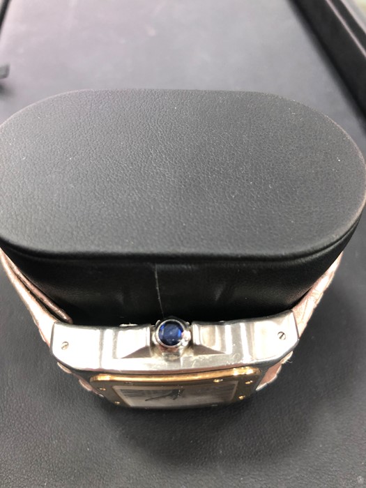 Cartier Pink Santos 100 Rose Gold & Steel With Sapphire Crown With Box - Image 2 of 4