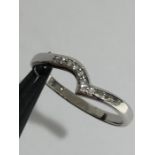 9k white gold Heart Ring band with diamonds 0.09cts